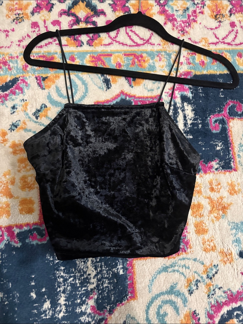 wild fable Black Velvet Spaghetti-Strap Crop Cami